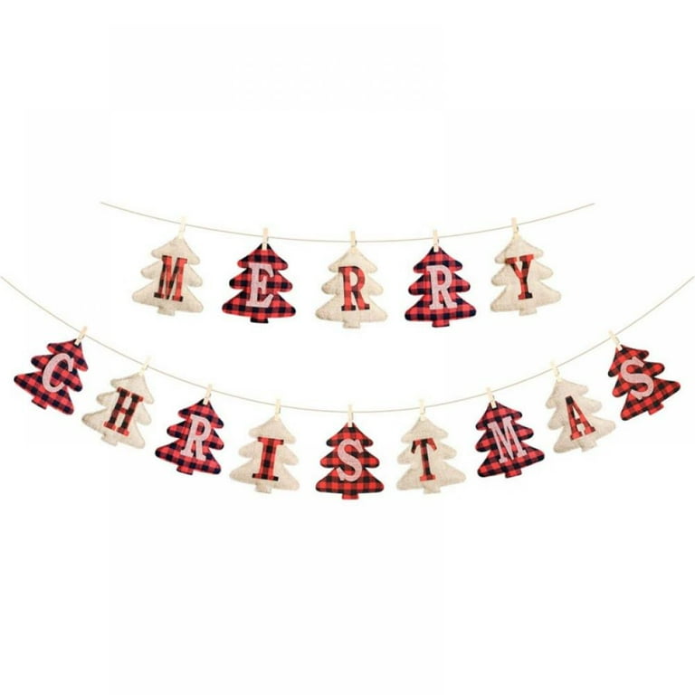 Wooden Merry Christmas Tree Shaped Bunting Wooden Merry Christmas Tree Shaped Bunting