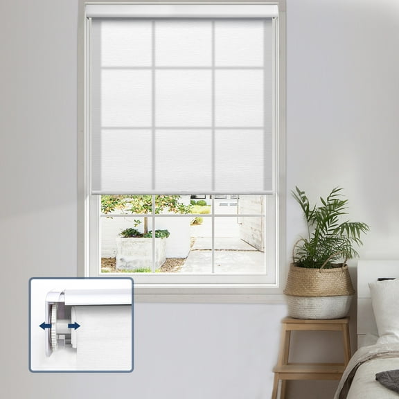 Keego Blinds No Drill Light Filtering Polyester Roller Shades, White 18” x 42”