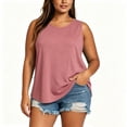 thumbnail image 2 of Josdec Women Plus Size Solid Round Neck Sleeveless Curved Hem Tank Top Soft Polyester Loose Casual Layering Vest Spring Summer Daily Loungewear Shirts L-5XL, 2 of 8