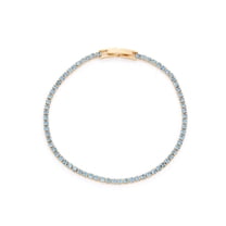 Womens Ladies Fashion Accessories Jewelry 14K Gold Plated Solid Pastel Single Row Crystal Tennis Bracelet in Light Sapphire