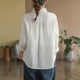 thumbnail image 5 of MHFRRA Camisa de Manga Larga con Bordado Floral para Mujer, Blusa Minimalista Holgada Blanco, 5 of 6