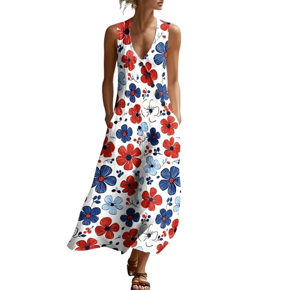 Summer Dresses for Women, Empire Waist Maxi Dress, Sleeveless Loose Ankle Length Long Dress, All Season Casual Summer Outfit