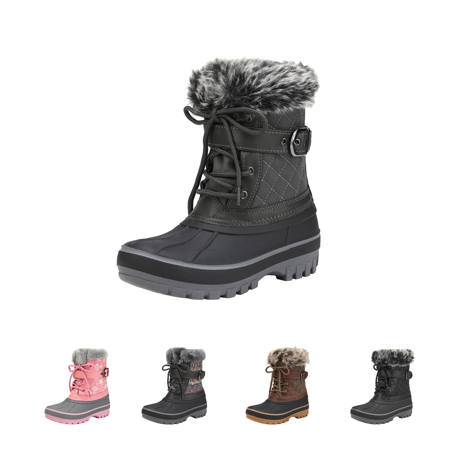 DREAM PAIRS Boys Girls Mid Calf Insulated Waterproo Winter Snow Boots（Toddler/Little Kid/Big Kid）