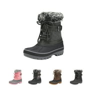 Dream Pairs Kids Boys & Girls Winter Snow Boots Mid Calf Outdoor Waterproof Warm Boots Kriver-3 Black/Grey Size 1