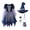 Blue, variant on Kakishop Witch Costume for Girls Princess Dress with Hat and Wand Party Halloween Costumes for Kids, 4-5 Years