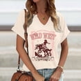 thumbnail image 2 of Wild West Cowgirls Graphic Tees for Women 2026 Summer Casual Short Sleeve V Neck T Shirts, 2 of 3