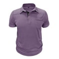 thumbnail image 2 of Blusa y camisa de manga corta con cuello vuelto para hombre, blusa de manga corta de color liso con botones y bolsillo y cuello vuelto, blusa de poliéster para hombre, 2 of 7