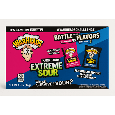 Warheads Extreme Sour Hard Candy Battle Box – Watermelon vs Blue Raspberry – 1.5 oz