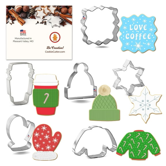 Winter Cozy Night Cookie Cutter Set 6 Pc - Foose Cookie Cutters - USA Tin Plated Steel