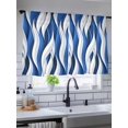 thumbnail image 5 of Sheer Curtains 54 Inch Length, Blue White Moire Semi Sheer Curtains Light Filtering Window Treatment, Modern Abstract Art Privacy Voile Drapes for Living Room Bedroom 52x54 Inch, 5 of 7