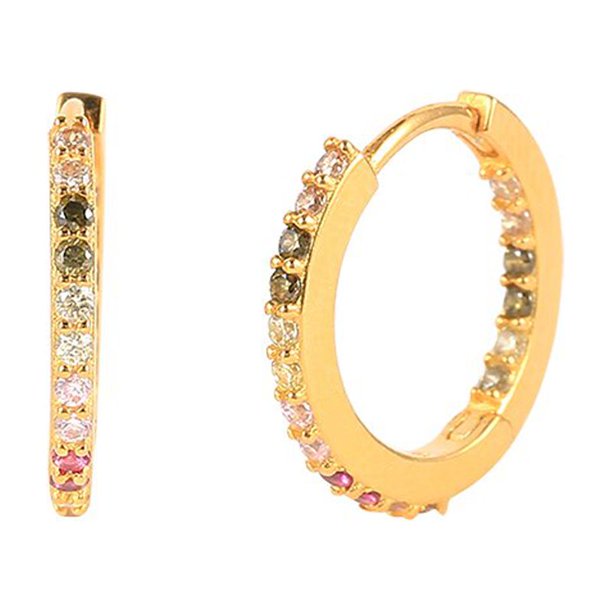 Pendientes de tuerca de Plata de Ley 925 auténtica, Pendientes de Piercing de circón coloridos para mujer y niña, Pendientes de cristal de arcoíris de Plata 925 Tan Jianjun unisex