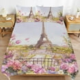 thumbnail image 6 of 3 Pcs Soft Bedding Set, Includes 1 Duvet Cover with Zipper And 2 Pillow,Shams Eiffel Tower Twin(86"x70"), 6 of 8