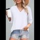 thumbnail image 5 of Blusas de Mujer con Mangas 3/4 y Cuello en V, Estilo Túnica Informal, Básicas, Holgadas L, 5 of 6