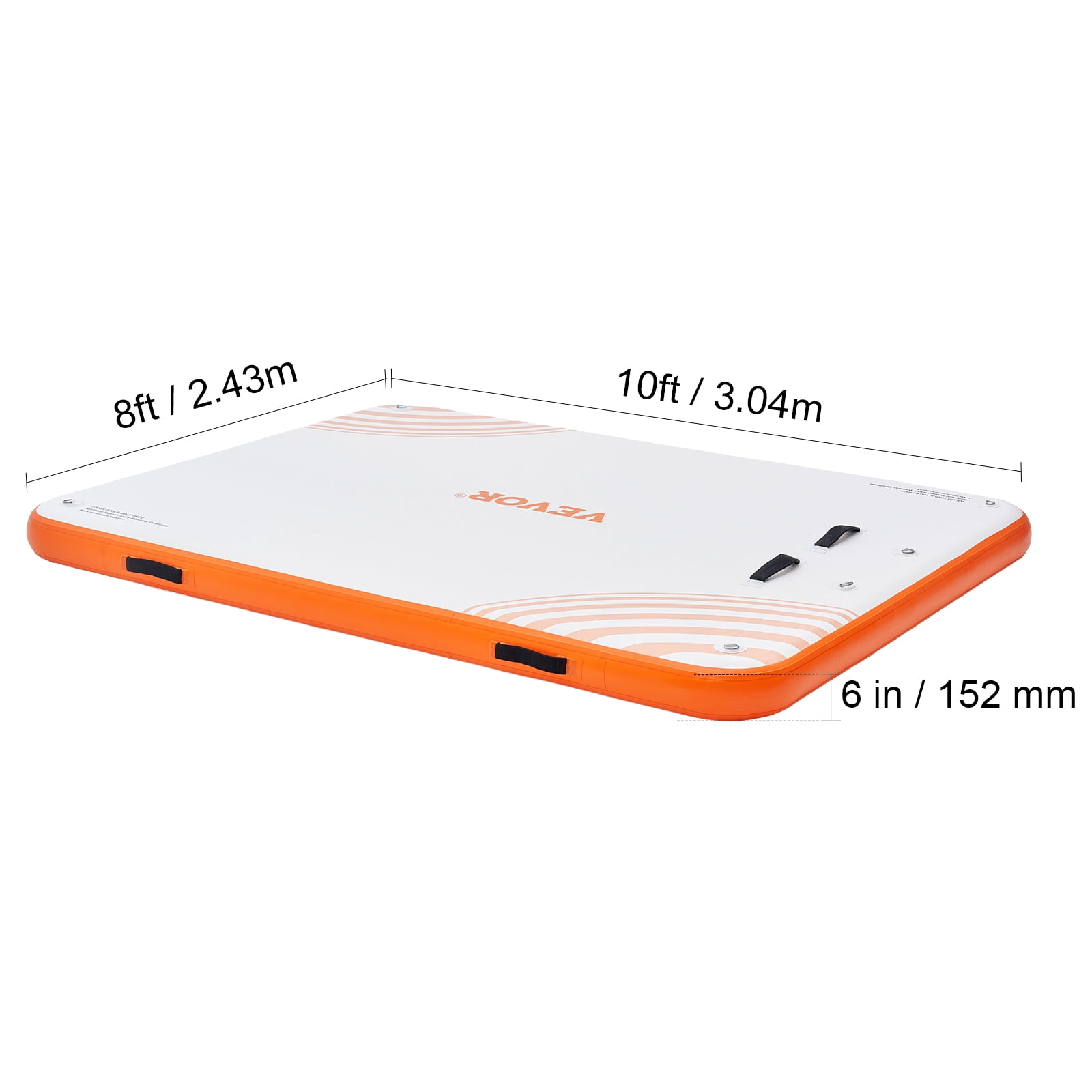 VEVOR Inflatable Floating Dock, 10 x 8FT Inflatable Dock Platform, Non-Slip Water Floating Dock Mat with Detachable Ladder & Portable Carrying Bag, Floating Platform Island Raft for Ocean Pool Beach