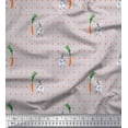 thumbnail image 1 of Soimoi Cotton Duck Fabric Carrot & Rabbit Dots Print Sewing Fabric Yard 42 Inch Wide, 1 of 5