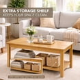 thumbnail image 3 of Kawind Home Solid Wood Coffee Table, Light Walnut Finish, Classic Living Room Centerpiece, 3 of 7