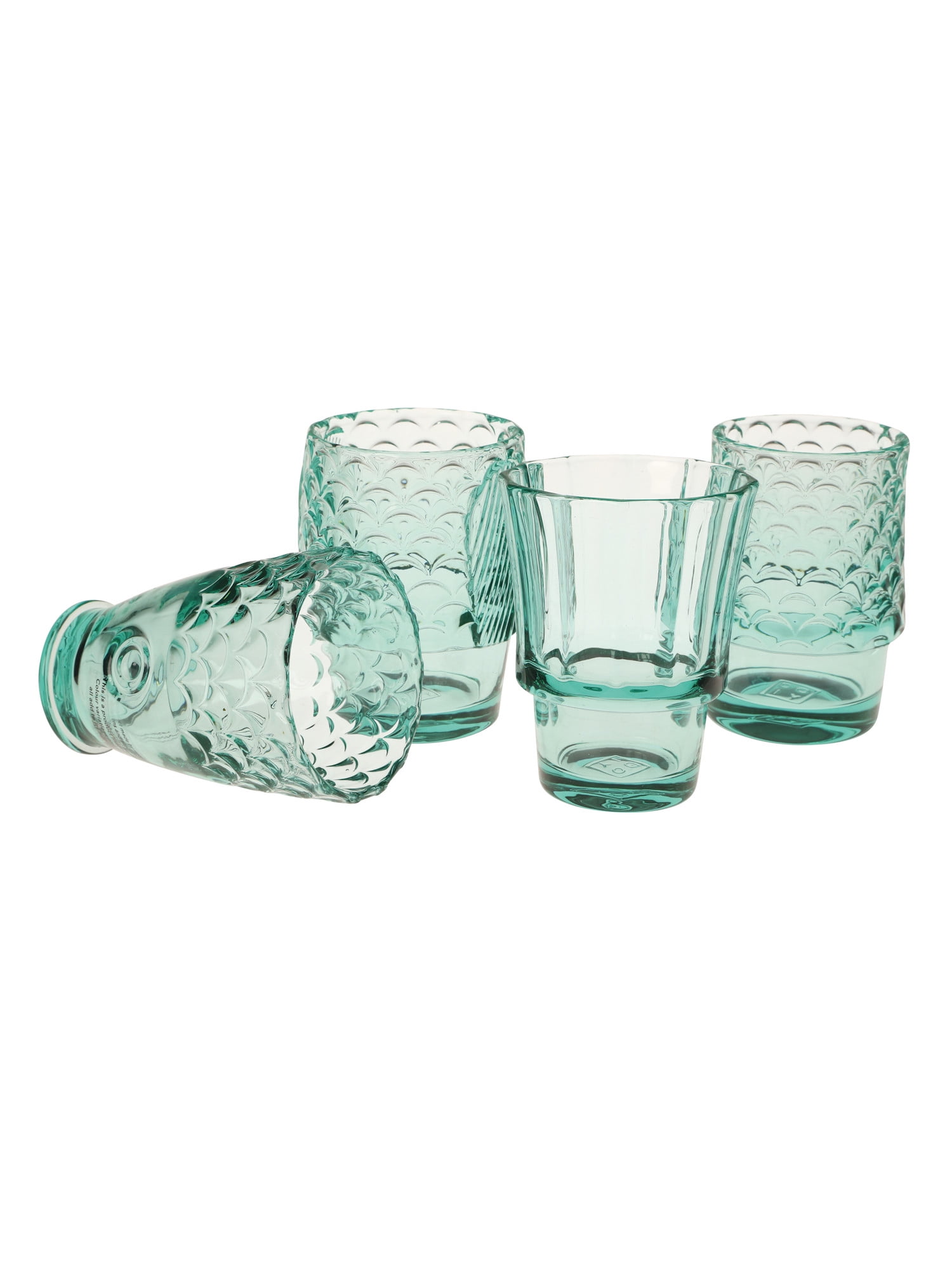 Doiy Koi Fish Stacking Glasses Set Green Glass Dinking Glasses Set of