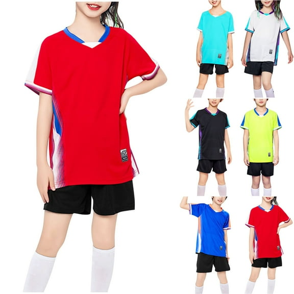 Cethrio Girls Outfit Sets, Basketball Quick-dry Summer T-shirts and Shorts Sets Red Size 10-12