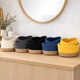 thumbnail image 5 of Evideco French Home Goods Stackable Cotton Storage Basket Gray Texture/Embroidery (3 Pack), 5 of 8