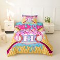 thumbnail image 2 of Erosebridal Ice Cream Drip Dessert Boy Twin Bedding,Teens Sport Baseball Letter Monogrammed H Duvet Cover Set,Pink Reversible,2pcs,No Comforter, 2 of 5