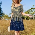 thumbnail image 3 of Blue Gold Boho Sun Mandala Confetti Sleeveless Dress elegant women's dresses for wedding, 3 of 6