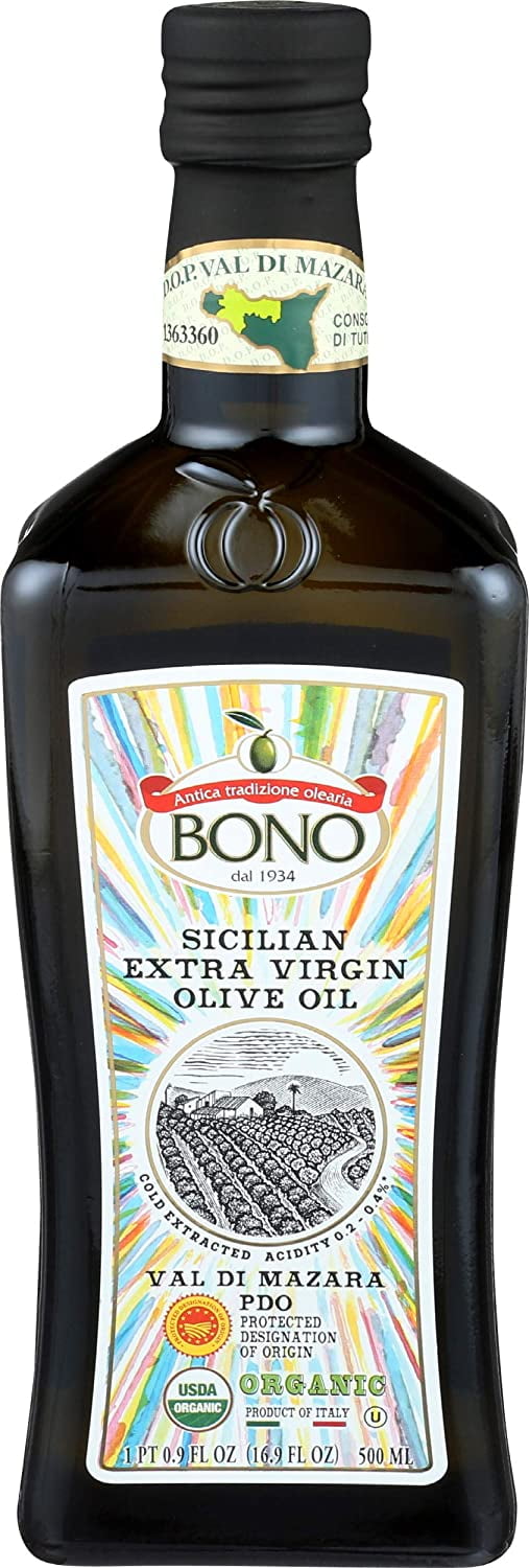 Bono Organic Sicilian Extra Virgin Olive Oil Val Di Mazara PDO 16.9 fl oz Pack of 3