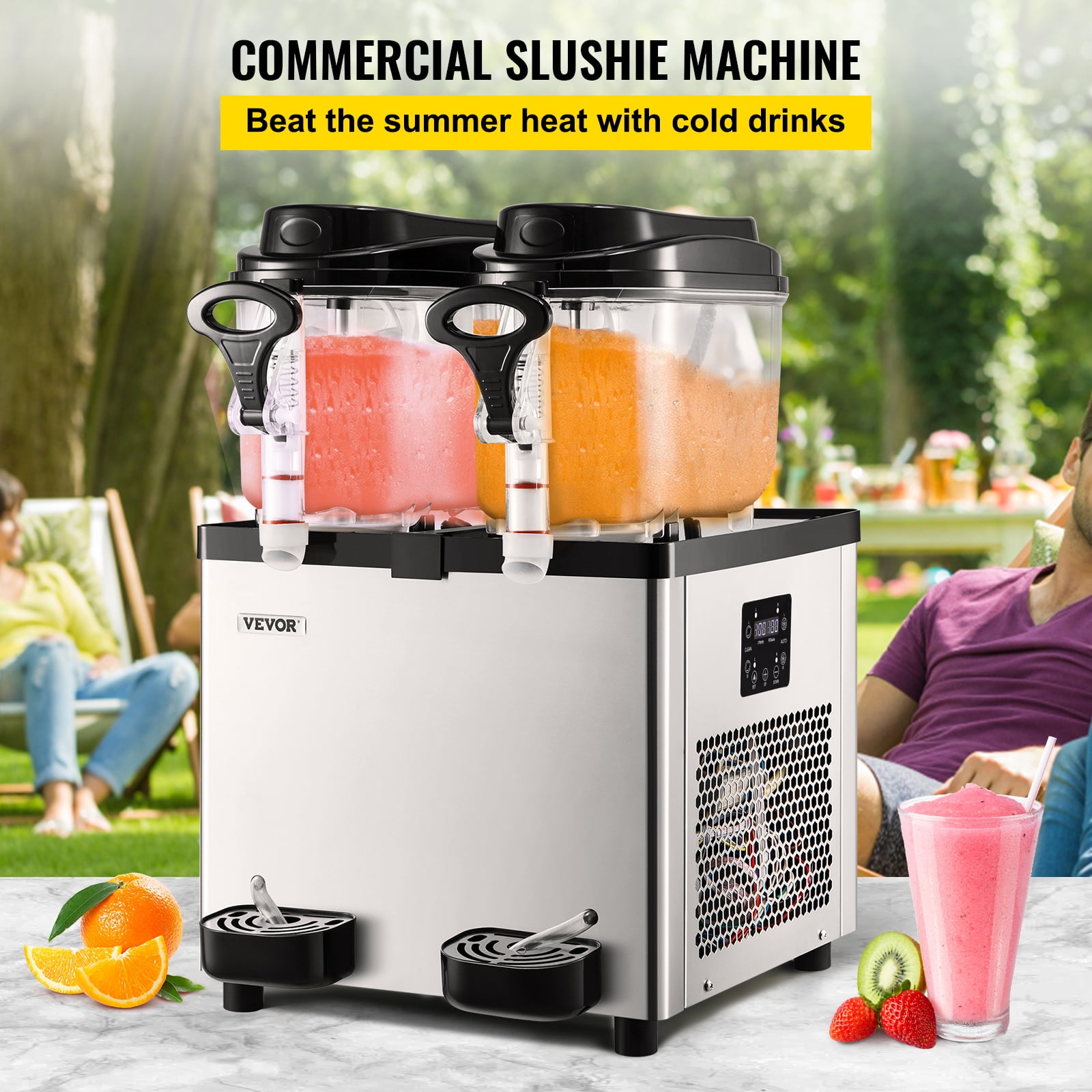 BENTISM Commercial Slush Machine Margarita Slush Maker 2x15L Frozen Drink  Machine 