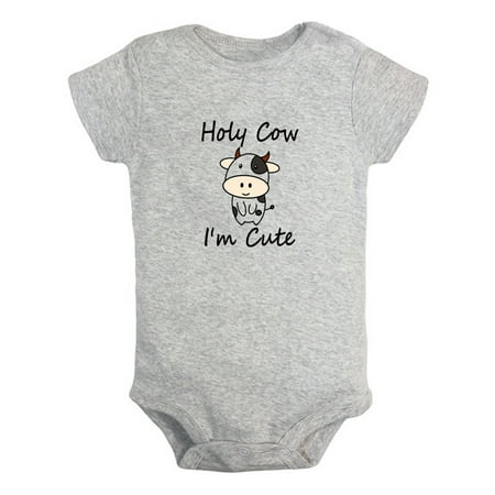 

Holy Cow I m Cute Funny Rompers For Babies Newborn Baby Unisex Bodysuits Infant Jumpsuits Toddler 0-24 Months Kids One-Piece Oufits (Gray 18-24 Months)