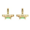 thumbnail image 4 of 2.8174 ct Lever-Back Drop Dangle Earrings for Women | 5.5mm Princess Cut Simulated Green Diamond | 14K Yellow Gold, 4 of 5