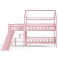 thumbnail image 5 of Bellemave Bunk Bed with Slide & Stairs, Wood House Twin Over Twin Bunk Bed with Storage Shelf, Playhouse Bunk Beds Frame with Guardrail, No Box Spring Needed (Pink), 5 of 8