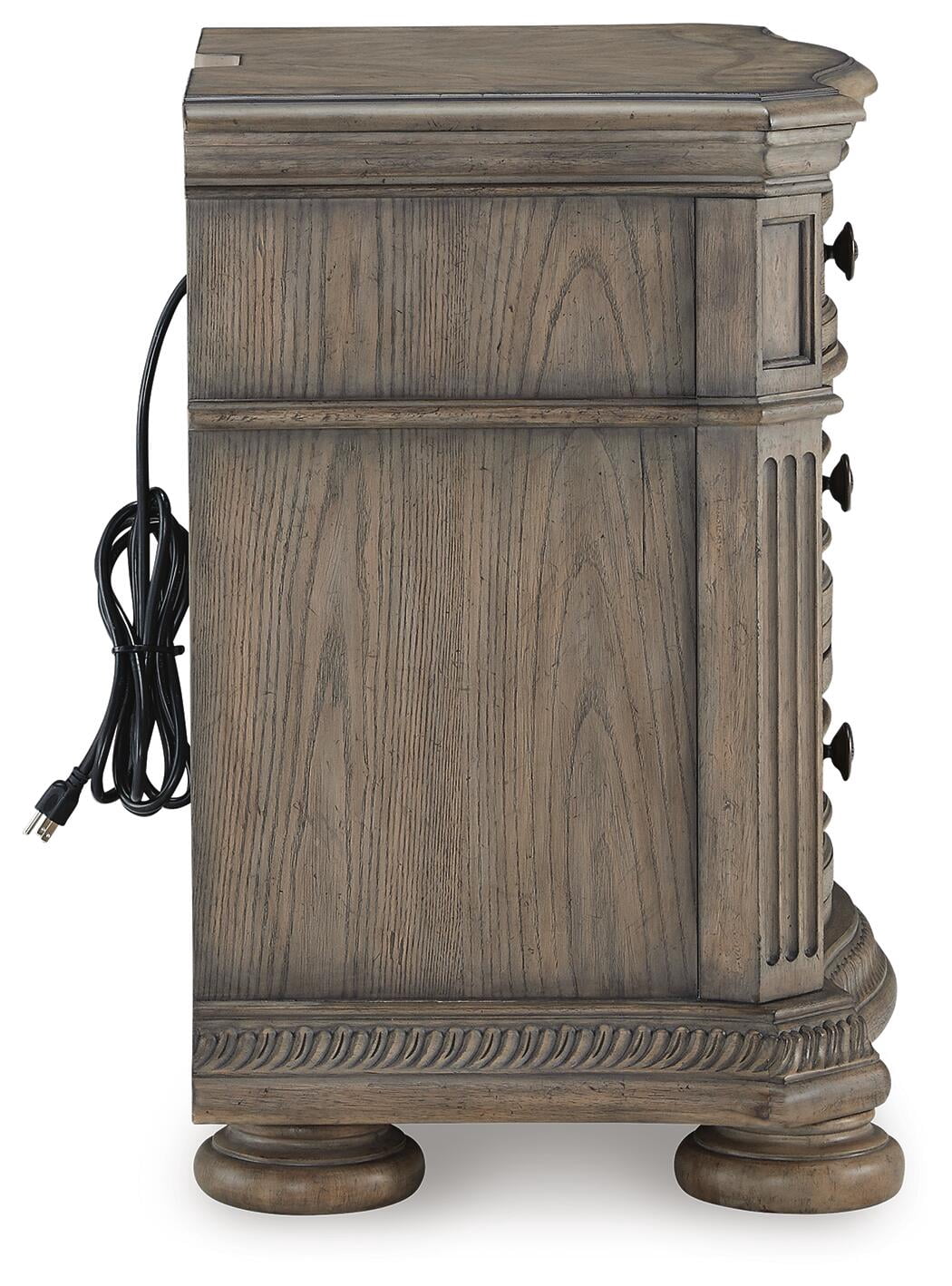 Signature Design by Ashley Ardenfield Three Drawer Night Stand with USB Ports, Light Brown