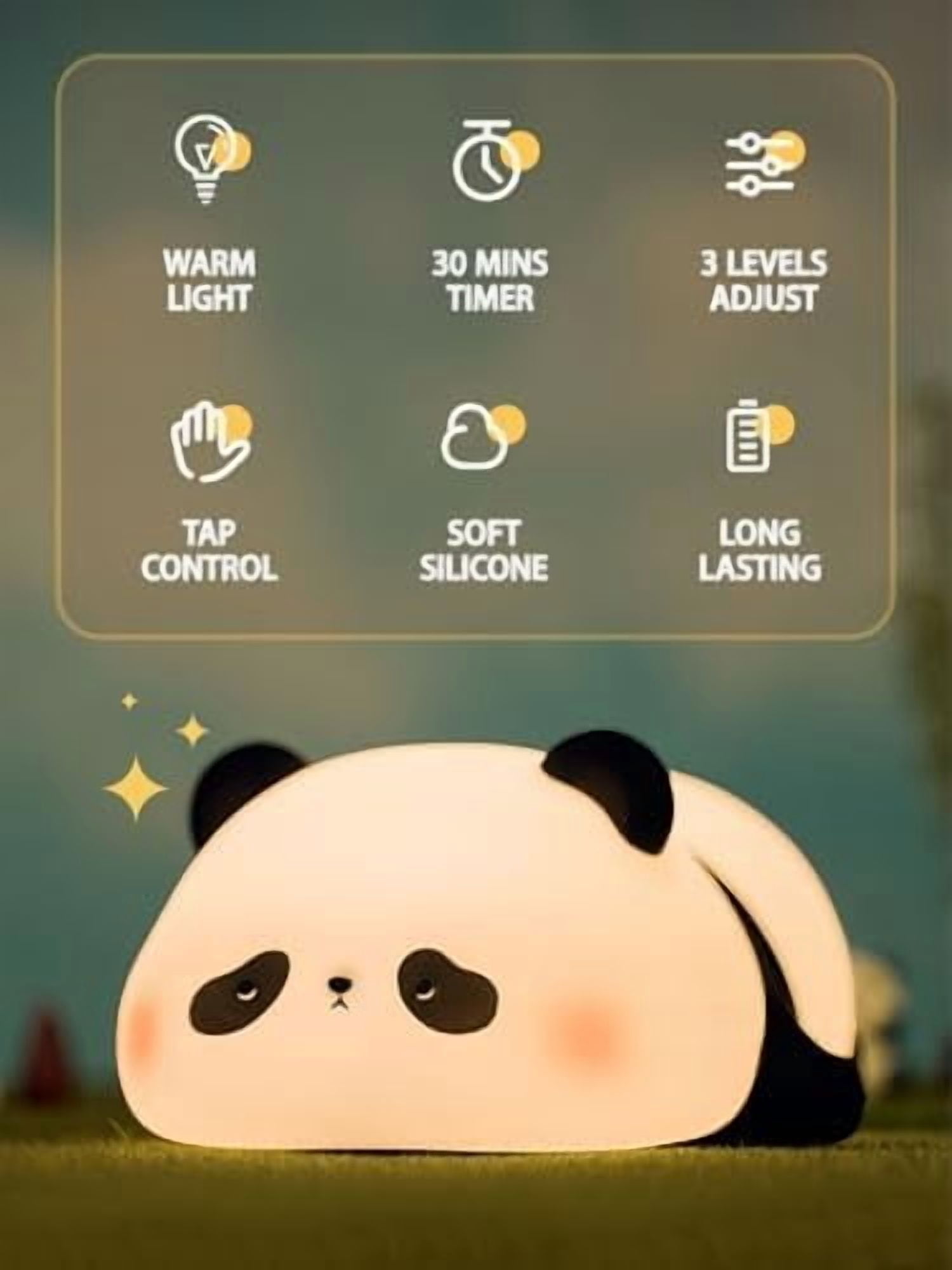 Cute Panda Night Light, Squishy Panda Novelty Animal Lamp, 3 Level Dimmable Nursery Nightlight with Timer, Food Grade Silicone Touch Night Light Fun Gifts for Kids Boys Girls Baby