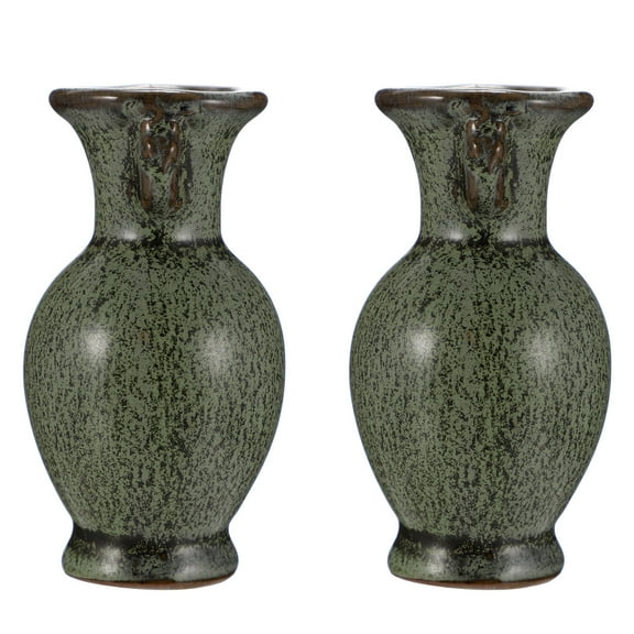Raindrops 2pcs Green Ceramics Vase for Decoration Unique Desktop Vase for Tulips and Roses