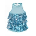 thumbnail image 4 of Runhomal Girls Halter Shiny Sequins Ballet Dance Dress Modern Jazz Latin Dancing Romper Dress Blue 6, 4 of 5