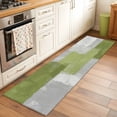thumbnail image 2 of Sage Green Abstract 2'x6' Runner Rugs for Hallway Kitchen Bedside Non Slip Washable, Grey Geometric Oil Painting Vintage Entryway Rug Runners with Rubber Backing, Long Carpet Runner for Laundry Room, 2 of 8