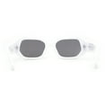 thumbnail image 4 of Womens Angular Bevel Narrow Clout Mod Plastic Sunglasses White - Silver Mirror, 4 of 4