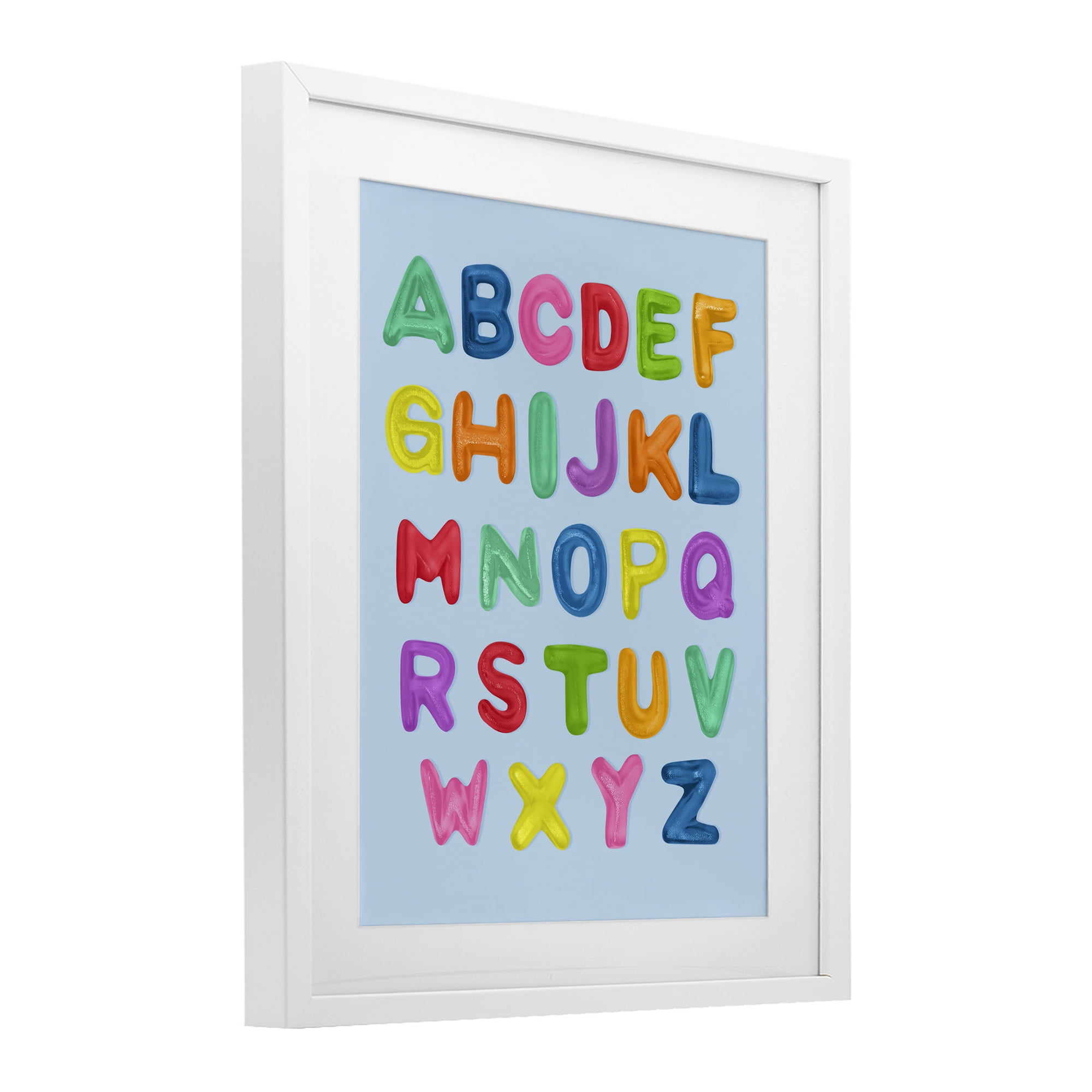 Stupell Industries Gummy Candy Alphabet White Framed Print Under Glass, design by LISH Creative