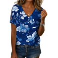 thumbnail image 1 of Blusa Medlor para mujer, estilo bohemio, cuello en V, con botones y estampado floral, 1 of 6