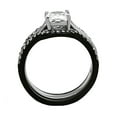 thumbnail image 3 of Women Black Stainless Steel Pricess Cut AAA Main Cubic Zirconia Wedding Ring Sets Sizes5-10, 3 of 5