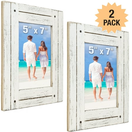1962 Vintage Picture - Rustic Shabby Chic White Weathered Distressed Vintage Style Wooden Picture Frame with Self-Stand Easel, Holds a 5