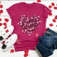thumbnail image 2 of YDLCAFD T-Shirts Graphiques de Pâques pour Femmes, Manches Courtes, Imprimé Cœur, 2 of 4