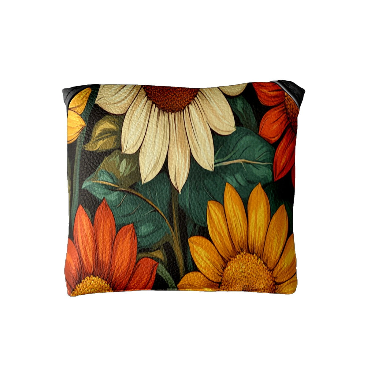 Golf Mallet Putter Cover Premium Leather Golf Putter Head Cover with Magnetic Closure Golf Cover for Men and Women Sunflower