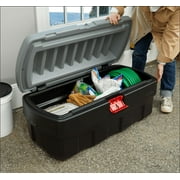 Rubbermaid 48 Gallon Black Action Packer Lockable Storage Box Tote, Single