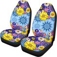 thumbnail image 6 of Pzuqiu Boho Flowers Car Seat Covers 4 Pcs, Auto Universal Interior Accessories, Front Seats and Rear Bench Cover Protecto for Cars Truck Van SUV Easy to Install, 6 of 7