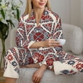 thumbnail image 6 of Picia Fashion Tatreez2 Pattern Women’s Long-Sleeve Sleepwear Set - Soft 2-Piece Loungewear with Pockets, Comfy PJs for Relaxing Nights-Small, 6 of 7