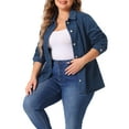 thumbnail image 4 of Agnes Orinda Women's Plus Size Denim Classic Button Down Pockets Fall Jean Jackets, 4 of 5