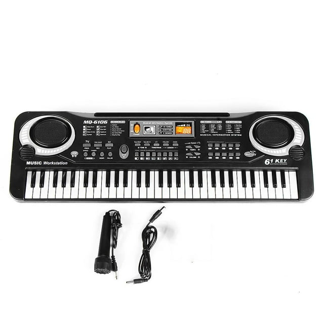 Teclado musical, piano digital eléctrico de 61 teclas con micrófono para niños