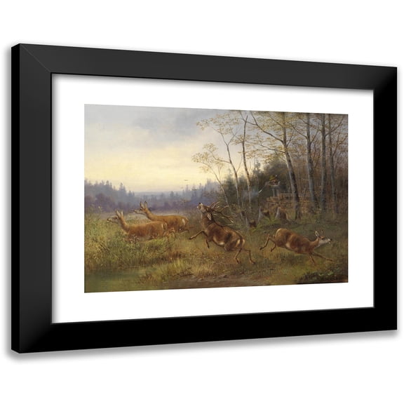 Moritz Müller 14x11 Black Modern Framed Museum Art Print Titled - Deer Hunt