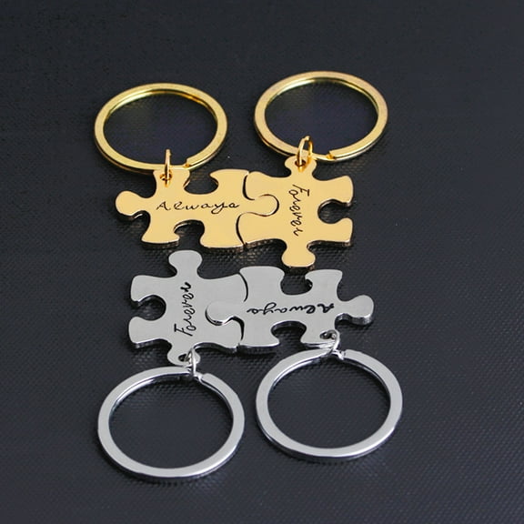 Naierhg 2Pcss Always Forever Jigsaw Piece Couple Lovers Key Ring Holder Keychain Gifts