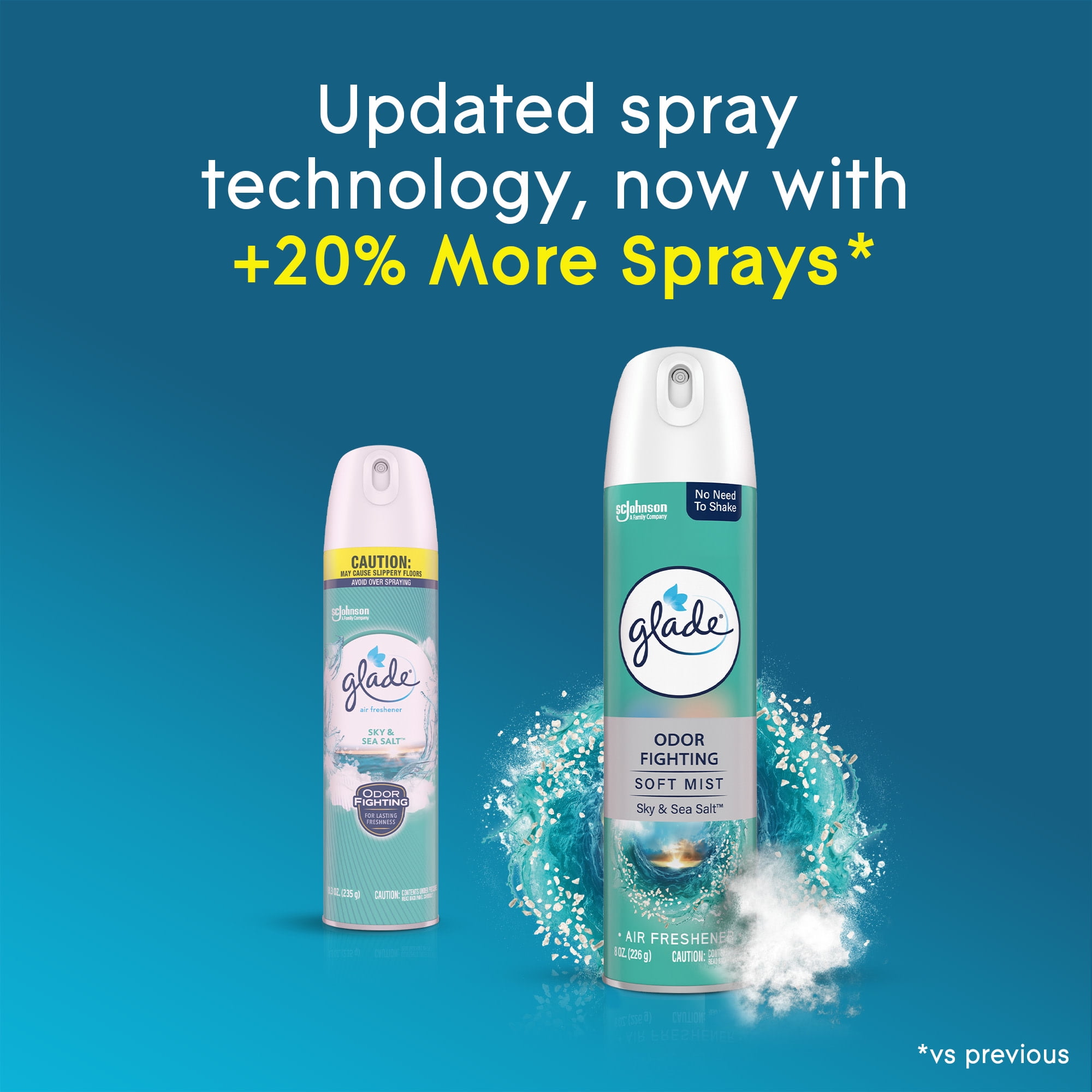 (6 pack) Glade Air Freshener Spray, Sky and Sea Salt scent, Infused with Essential Oils, 8 oz